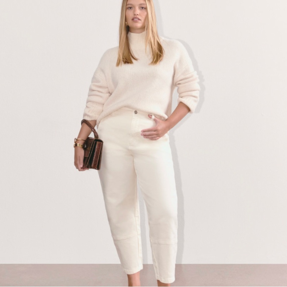 Everlane utility barrel pant bone 4